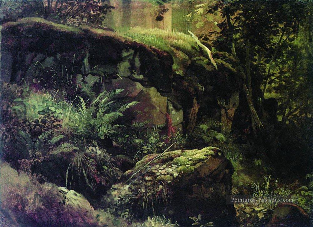 pierres dans la forêt valaam 1860 paysage classique Ivan Ivanovitch Peintures à l'huile